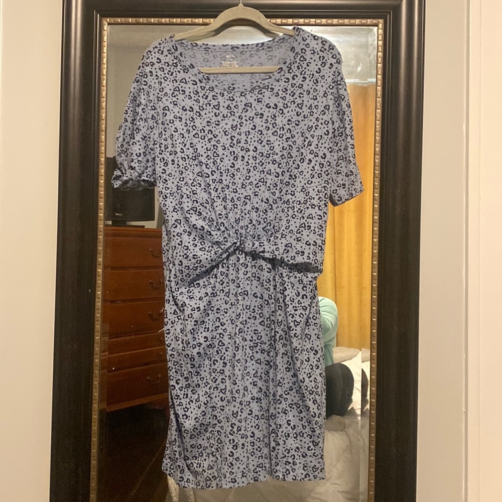 Aerie Leopard Print Blue Dress, Large, Worn Once